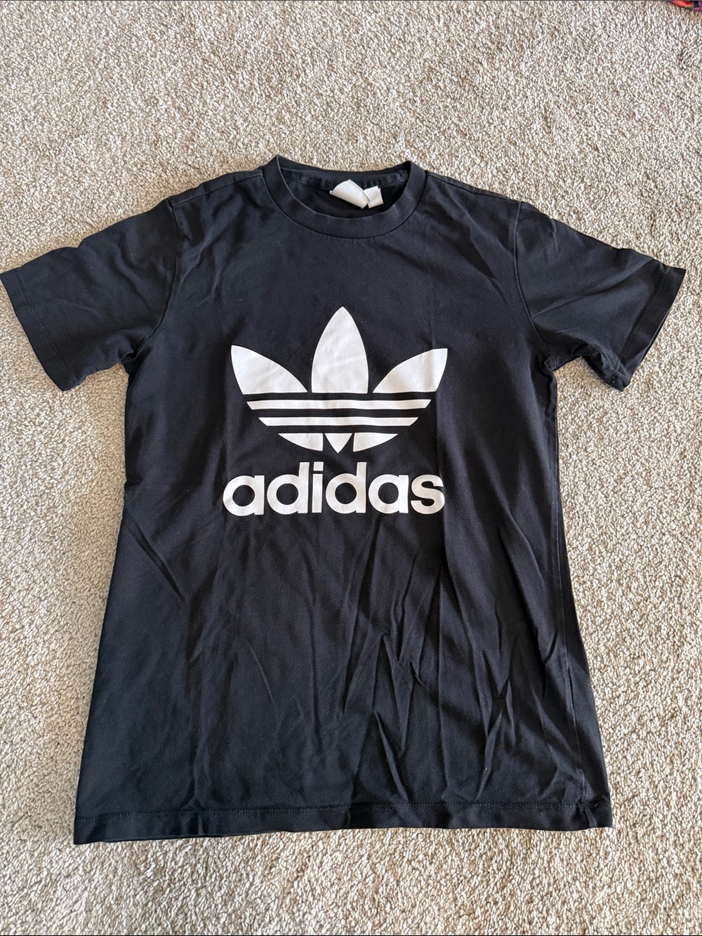 adidas Black Tee Women’s Fitted Tee with White Trefoil Logo